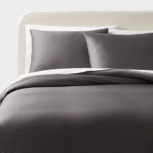 King TENCEL Duvet Cover and Sham Set Dark Gray - Threshold