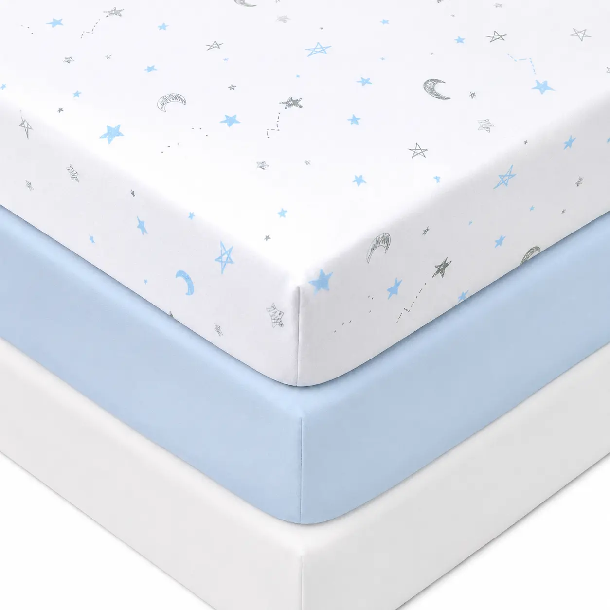 American Baby Company 3-Pack 100% Natural Cotton Fitted Crib Sheets, 52" x 28"