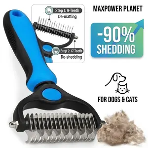 Pet Dematting Undercoat Rake for Long-Haired Dogs & Cats, Double-Sided Grooming Comb for Loose Fur and Light Tangles, Routine Pet Coat Care Tool, Brush,Dog Products,Dog Accessories for Large Dogs,Cool Dog Stuff