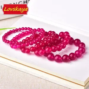 Lovskaya Ruby Jade Natural Crystal Bead Bracelet Elegant Fashionable Unisex Jewelry for Various Occasions Unisex Design Versatile Occasions Natural Crystal Beads
