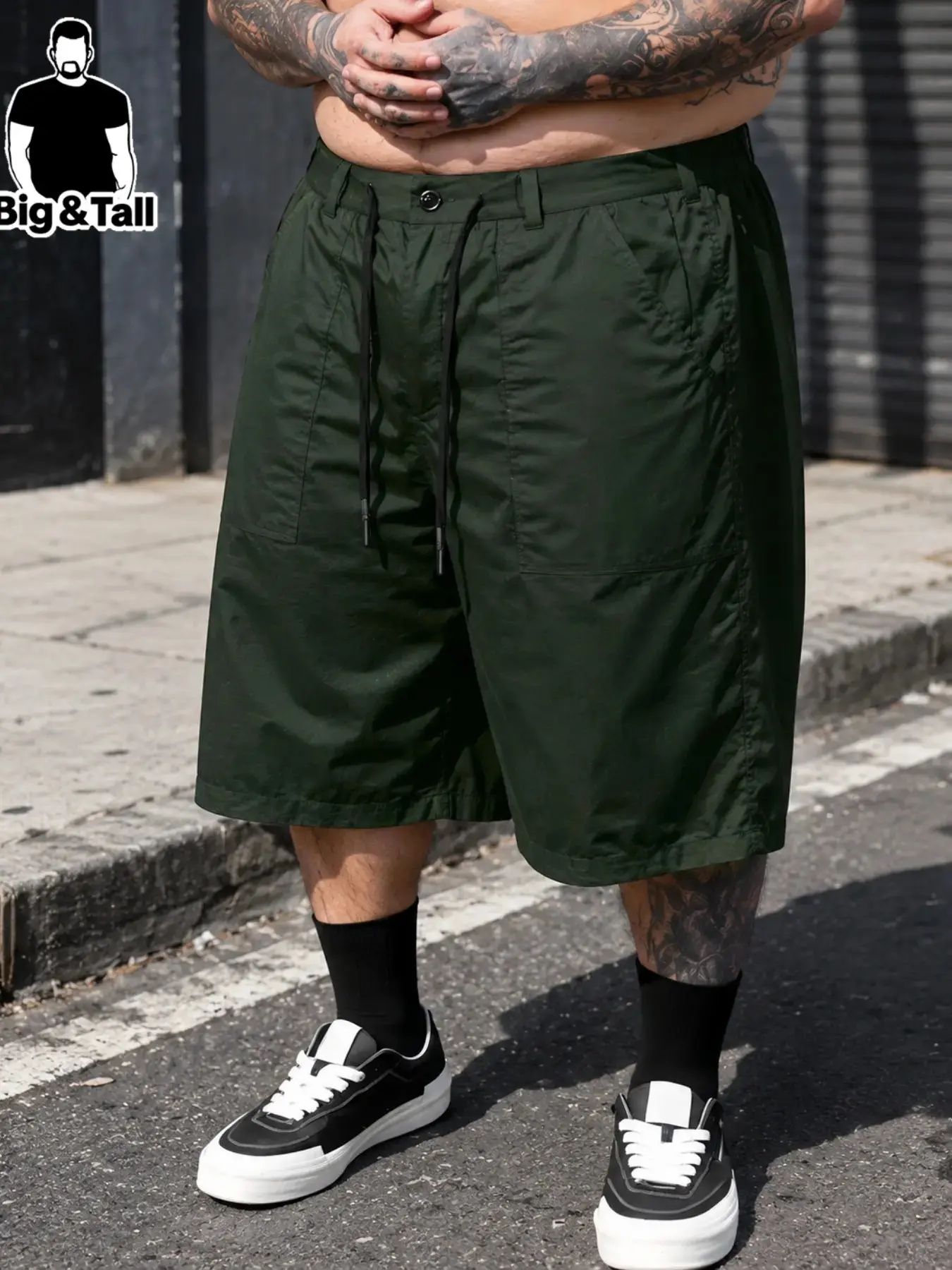 Large Size Men's Casual Fitness Breathable Trendy Capri Pants, Plain Color, Ideal for Leisure, Commuting, Sports Training, Running, Outdoor Activities, Outdoor Workout Shorts, Outdoor Sports Shorts