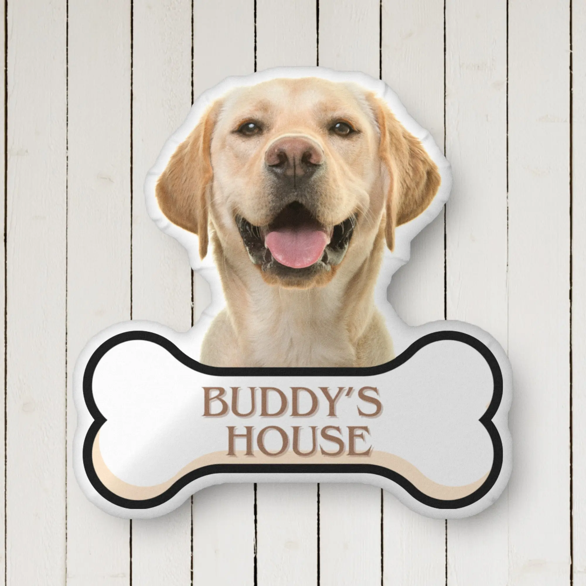 Personalized Dog Pillow - Custom Photo & Name Bone Design