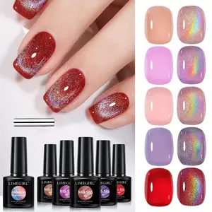 7pcs Rainbow Magnetic Cat Eye Gel Nail Polish Set Long Lasting Glossy Makeup Featuring A Magnet Shine Salon Manicures Nail Art Supplies Manicure Necessities Cosmetic