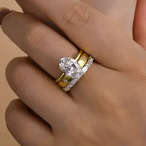 Effinny Oval Cut 3.5ct 3PC Wedding Ring Set,5A Cubic Zirconia Promise Ring, Bridal Set Rings,Anniversary Ring for Women Outdoorfun