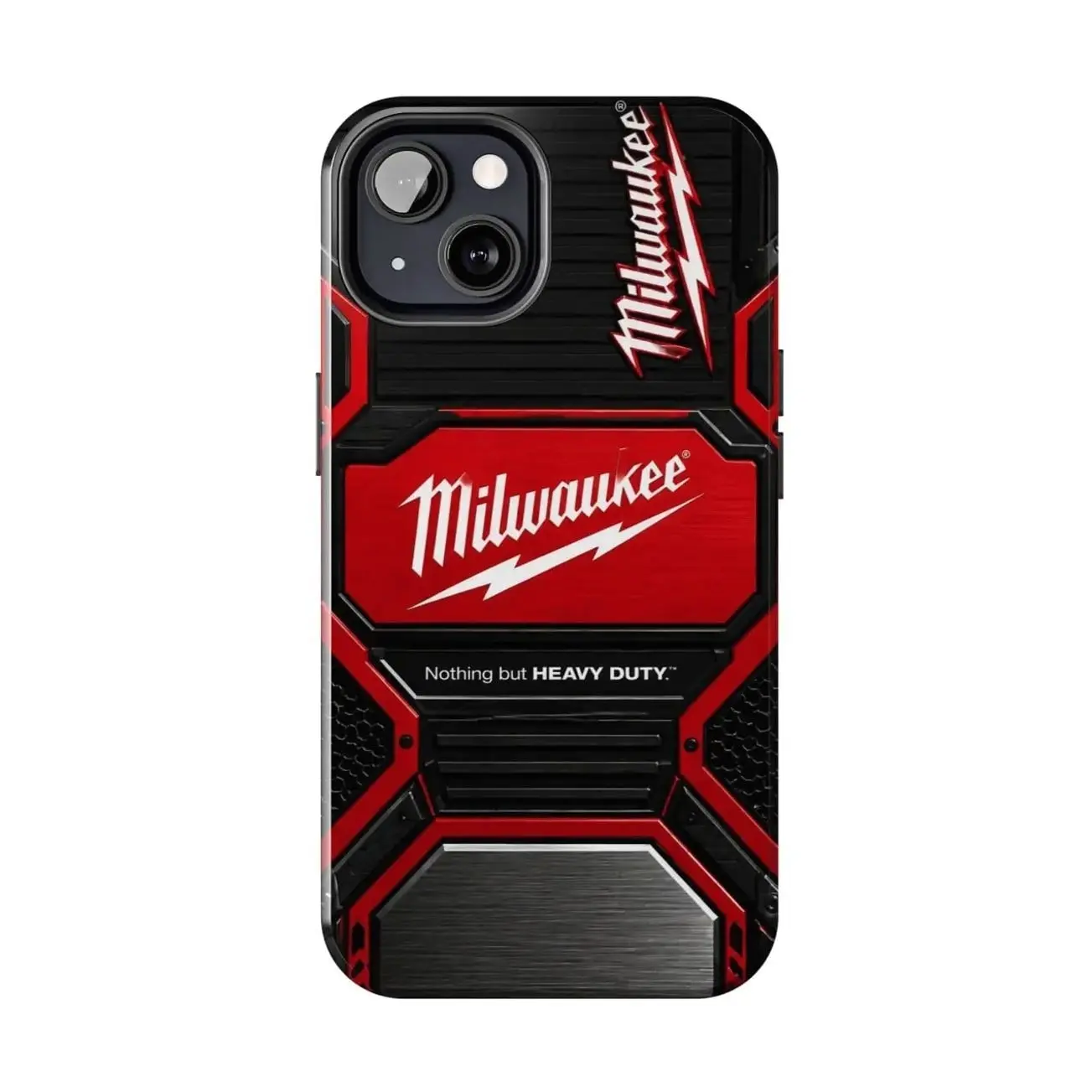 Milwaukee Heavy Duty Carbon Fiber Phone Case, Red Black Industrial Tool Design, Rugged Shockproof Protective Case for iPhone, Durable Work Phone Cover