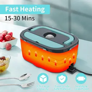 80W 3-in-1 Insulated Electric Lunch Box - Leakproof, Fast-Heating Portable Lunch Box for Car & Office, Thermal Food Container for Table Meals
