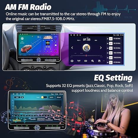 Double Din Car Stereo: 10 Inch Android Double Din Radio Head Unit Touch Floating Screen Compatible with Apple Carplay Android Auto, 8-Core 5.1 CHN Car Audio with Cam, AM/FM, Navi, SWC, MIC