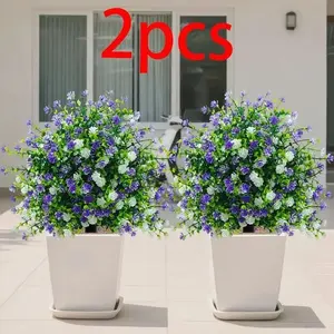 2 Bundles Eucalyptus Camellia Artificial Plants, UV Protection, Ideal for Indoor/outdoor Decor, Home, Hotel, Garden, Wedding, Vacation