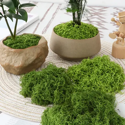 1 pack of Fake Moss - Artificial Moss for Plants Indoor Faux Grass for Planters Fake Grass Decor Fake Greenery for DIY Decorating Craft Art Potted Wedding Accessories Fairy Garden Accessories, Decorative Ornaments, House Plants Decor