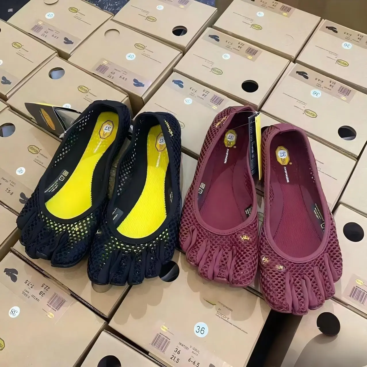 V-soul Women's Five-Finger Shoes with Breathable Mesh Upper for Pilates, Indoor Yoga, and Dance (Split-Toe Shoes)