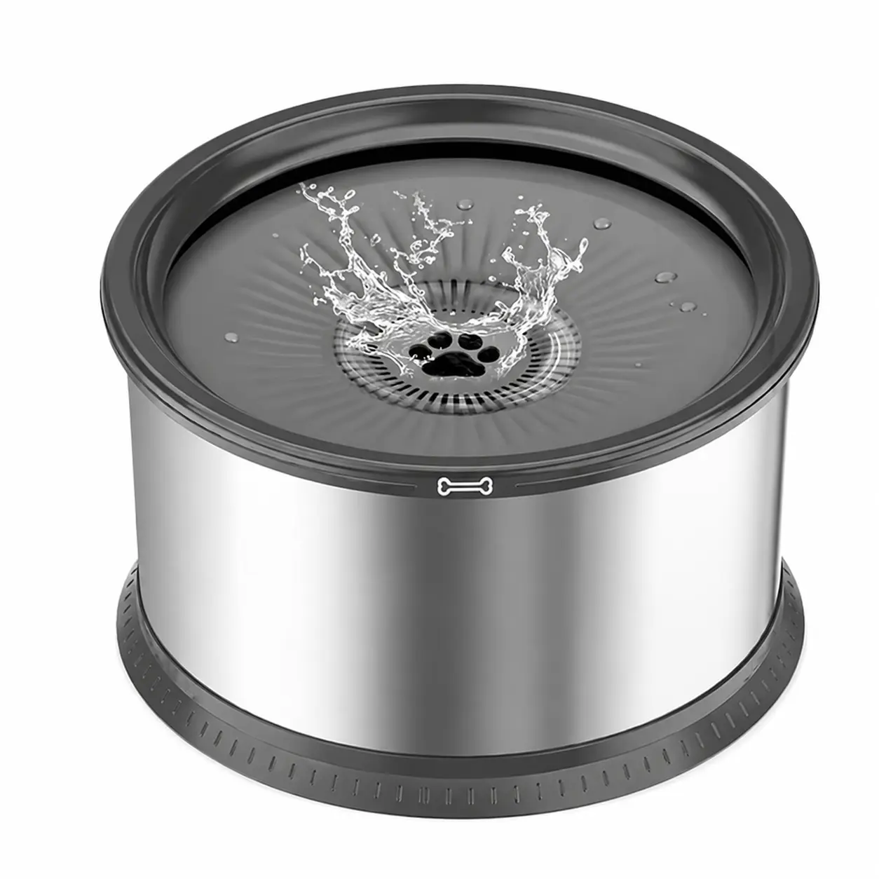 UPSKY 6.5L Stainless Steel No Spill Dog Water Bowl Slow Feeding Water Dispenser with Filter Anti-Slip Mat, Extra Large Water Bowl for Large Dogs Multi-Pet Families