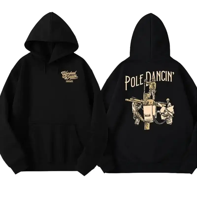 Pole Dancin' Hoodie, Lineman Graphic, Electrician Shirt, Humorous Work Apparel, Gift for Linemen and Electricians