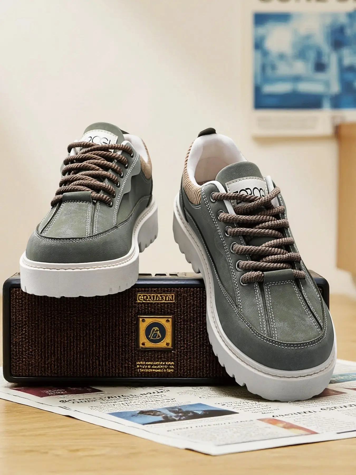 Men's Spring New Trendy Casual Thick Sole Sneakers, Youth Sports Height Boost Shoes, Versatile Comfortable Board Shoes