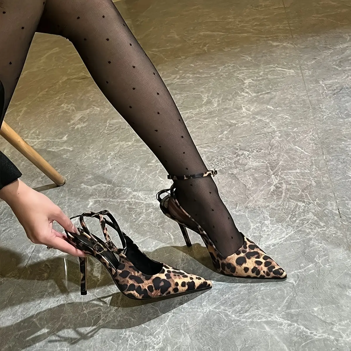 Womens Pointed Toe Leopard Print Stiletto Heels Ankle Strap Pumps Sexy Commute Party Shoes, Women Shoes