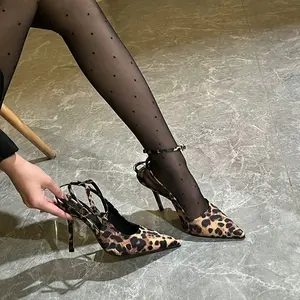 Womens Pointed Toe Leopard Print Stiletto Heels Ankle Strap Pumps Sexy Commute Party Shoes, Women Shoes