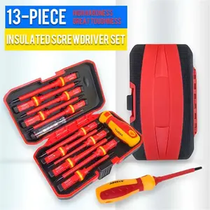 13pcs Screwdriver Set Magnetic Screwdriver  Insulated Multifunctional Phillips Slotted Bits，Non-Slip Grip, Rust & Abrasion Resistant,for Electrical Work, Wood, Glass, Metal, Stone SurfacesHand Tools