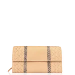 Pre-owned Bottega Veneta Leather small leather goods Continental Wallet Lambskin Intrecciato Nappa Pink (zs033026a4)