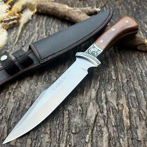 Gdekls Fixed Blade Kitchen Utility Knife, Premium Stainless Steel with Wood Handle & Nylon Sheath