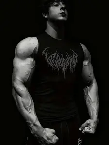 Men's Sporty Sleeveless Tank Top with Thorn Print, Casual Summer Workout Shirt, Ideal for Fitness, Swimming, Surfing, Yoga Sports Vest, Sleeveless Gym Tops, Athletic Workout Clothing, Athletic Apparel, Sports Clothes