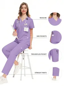 Lightweight Breathable Scrub Top and Pants Workwear | Women's Work Uniform for Pet Hospital Staff, Spa Therapists, Beauty Salons, and Senior Care Professionals