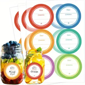 10pcs Jar label Round Sticker Ball Label Colored jar label for jelly homemade food containers and jar LIDS Waterproof date label sticker 4cm food can storage time Volume sticker Adhesive Stickers