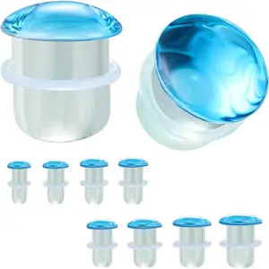 1 Pair Single Flare Gauges for Ears, Clear Ear Stretch Expanders, Solid Glass Ear Gauge Plugs Earrings 6g - 9/16 Available for Women Men