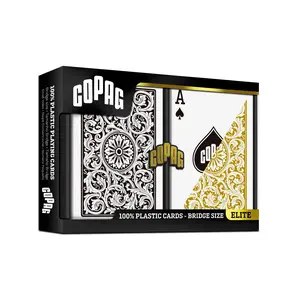 Copag 1546 100% Plastic Playing Cards – Bridge Size Regular Index (Black & Gold Double Deck)