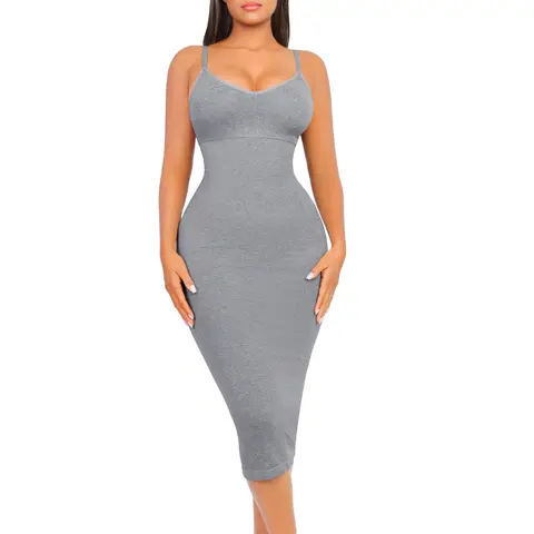 FeelinGirl Shapewear Dress Women Bodycon Dress Built in Bra Full Dress Seamless for Women Fabric Fit Womenswear