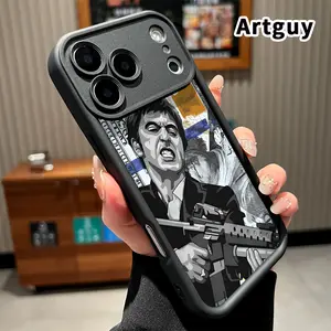 Phone Case for iPhone 17 Pro Max 16 Plus 15 14 13 12 11 Air E Creative Scar Face Painted Patterned Soft TPU Bumper Shockproof Rugged Cellphone Cover Gift