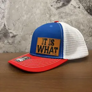 Unisex Structured Trucker Hat with "IT IS WHAT IT IS" Graphic, Mesh Baseball Cap for Outdoor Sun Protection, Adjustable Breathable Summer Hat