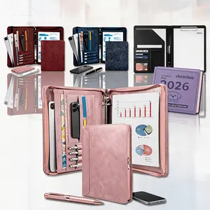 Zipper Binder Portfolio for Women, 3 Ring Binders 1 Inch, PU Leather Padfolio Folder, Business Portfolio Organizer with A4 Legal Pads, Thin PU Leather Professional Binder, Gift for Her, New Year