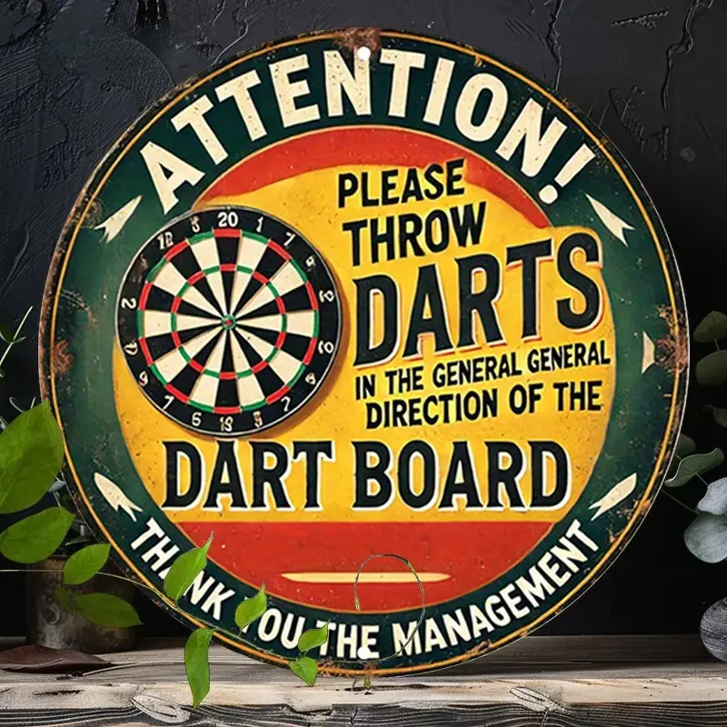 1pc Game Sign Round Iron Sign, Vintage Design Round Wall Decor  Style Rustic Metal Wall Art, Darts 8*8in Round Iron Sign, Metal Wall Decor, Wall Decor Signs for Home, Garage, Dining Room, Cafe