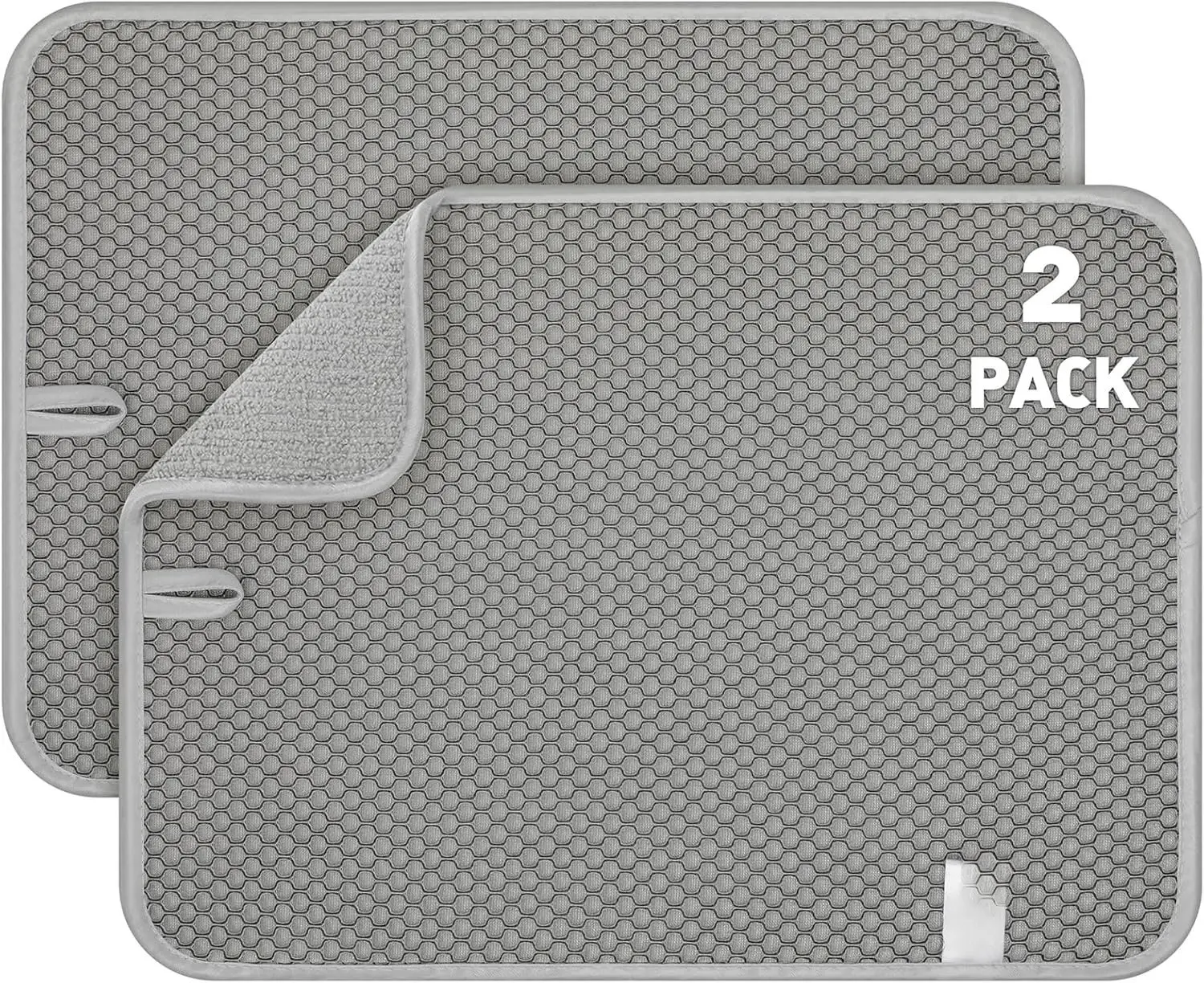 14.6*11.8 inch Microfiber Dish Drying Mat,2 Compact Ultra Absorbent Dish Mat Drying Kitchen Mat,Small Dish Drying Mats for Kitchen Counter,Draining Racks,Sinks (Gray)