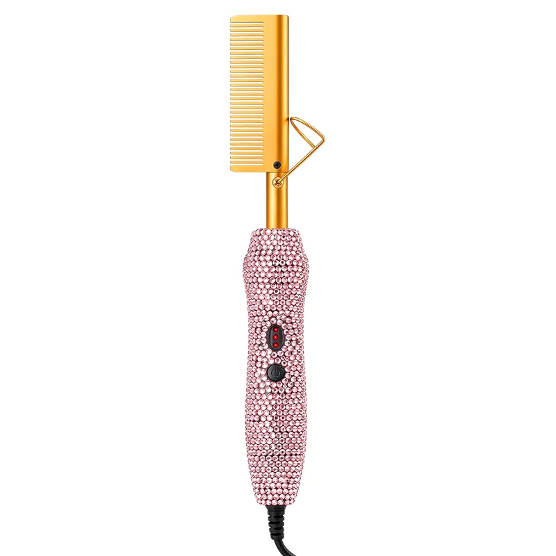 Goiple Electric Diamond Hot Comb Hair Styling Tool - 450°F Anti-Scald Pressing Comb for Natural Hair and Wigs