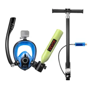 VEVOR Mini Scuba Tank with Sub-Mask, 0.5L Portable Diving Tank for Underwater Breathing, Reusable Lung Diving Cylinder up to 10 Minutes Dive Time, Emergency Rescue Pony Bottle with Pump for Snorkeling