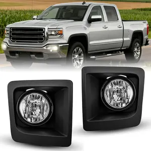 Nilight Fog Lights Assembly Compatible with 2014 2015 GMC Sierra 1500 Left Driver and Right Passenger Side Clear Lens w/H3 12V 20W Halogen Bulbs Truck Car Accessories