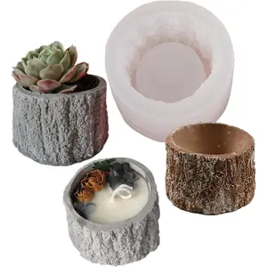 Tree Stump Silicone Mold Concrete Succulent Planter Epoxy Resin Clay Cement Mould Candle Pen Holder Storage Box