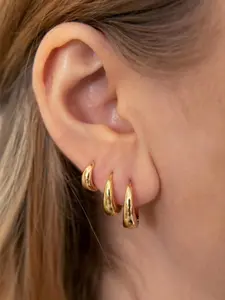 3 Pairs C-shaped Hoop Earrings, Fashionable Elegant Simple Copper Ear Jewelry for Women Men Daily Wear, Casual All-match Simple Chic Accessories