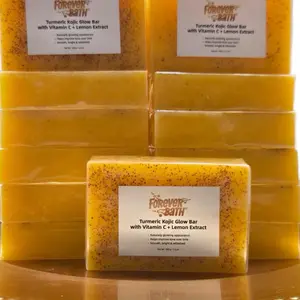 Forever Bath Turmeric Kojic Acid Glow Bar with Vitamin C + Lemon Extract With Soap Bag