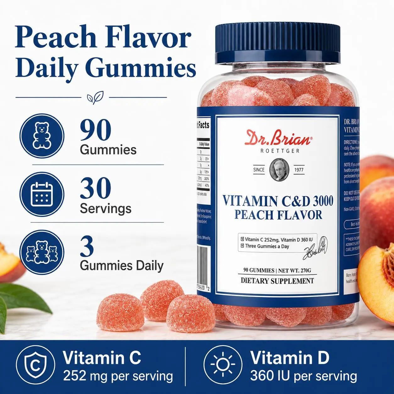 VITAMIN C&D 3000 PEACH FLAVOR