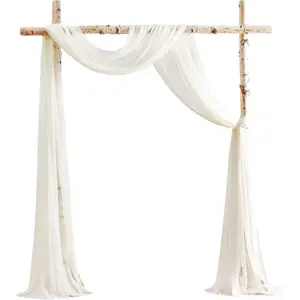 Ivory Chiffon Wedding Arch Draping Fabric 2 Panels 20Ft for Ceremony and Reception Decorations