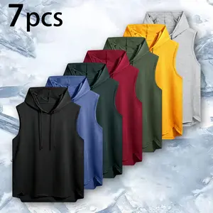 Men's Versatile Multi-Color Hooded Ultra Lightweight Vests - Clean Solid-Tone Design, Soft Breathable Fabric, Ideal for Gym and Street Looks