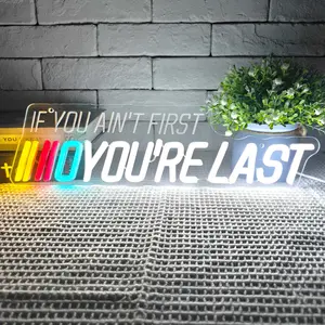 If You Aint First Youre Last Neon Sign LED Sign Racing Decor Man Cave Wall Art Funny Office Decor Gaming Room Signs Gym Motivation Signs Sports Bar Decor USB Powered Dimmable Neon Light
