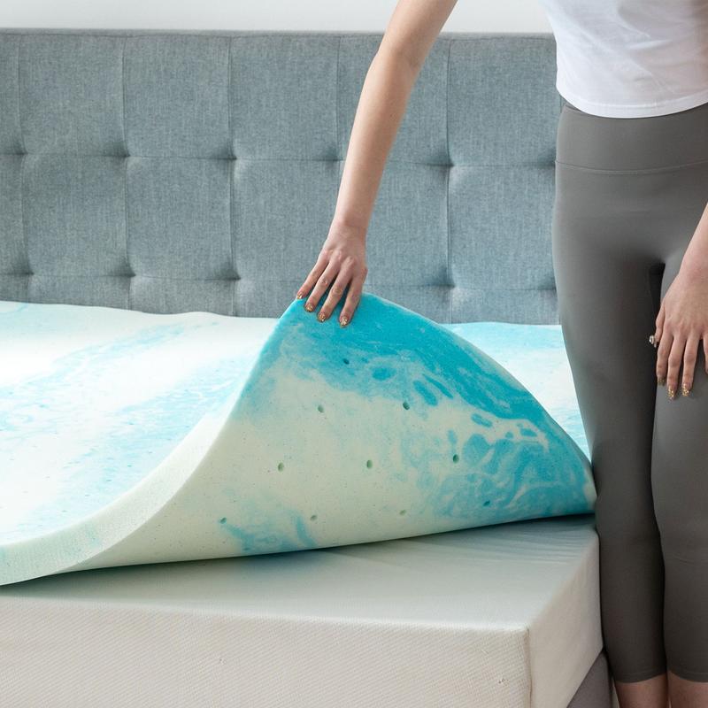 EGO Mattress Topper 3 Inch Ventilated Liquid Gel AeroFusion Memory Foam, Blue - Renew Your Old Mattress for Luxurious Sleep, Queen King Body Curves Temperature Regulation EGO Mattress Topper 3 Inch Ventilated Liquid Gel AeroFusion Memory Foam, Blue - Renew Your Old Mattress for Luxurious Sleep, Queen King Body Curves Temperature Regulation