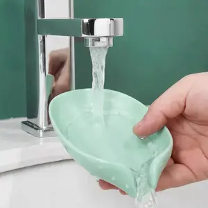 Lotus Leaf Shape Soap Holder with Suction Cup, No Drill Design, Ideal for Bathrooms & Shower Spaces, Durable Plastic Material, Soap Dish