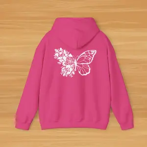 Floral Butterfly Hoodie, Garden Nature Sweatshirt, Spring Flower Pullover, Botanical Wings Jumper, Butterfly Lover Gift, Outdoor Garden