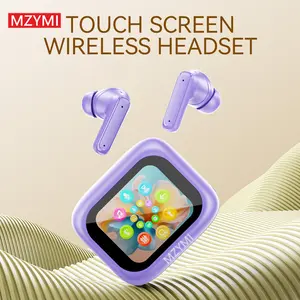 MZYMI E18Pro LED Touch Screen TWS Built-in Mic HiFi Audio Earphones Noise Reduction Wireless Earbuds Purple Automatic Headphones