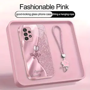 Suitable for [Galaxy A52 5g] high-end phone case🥰，drop-resistant and fingerprint-resistant，Includes a free four-leaf clover lanyard. Features a premium, minimalist printed design—not sequins YM99