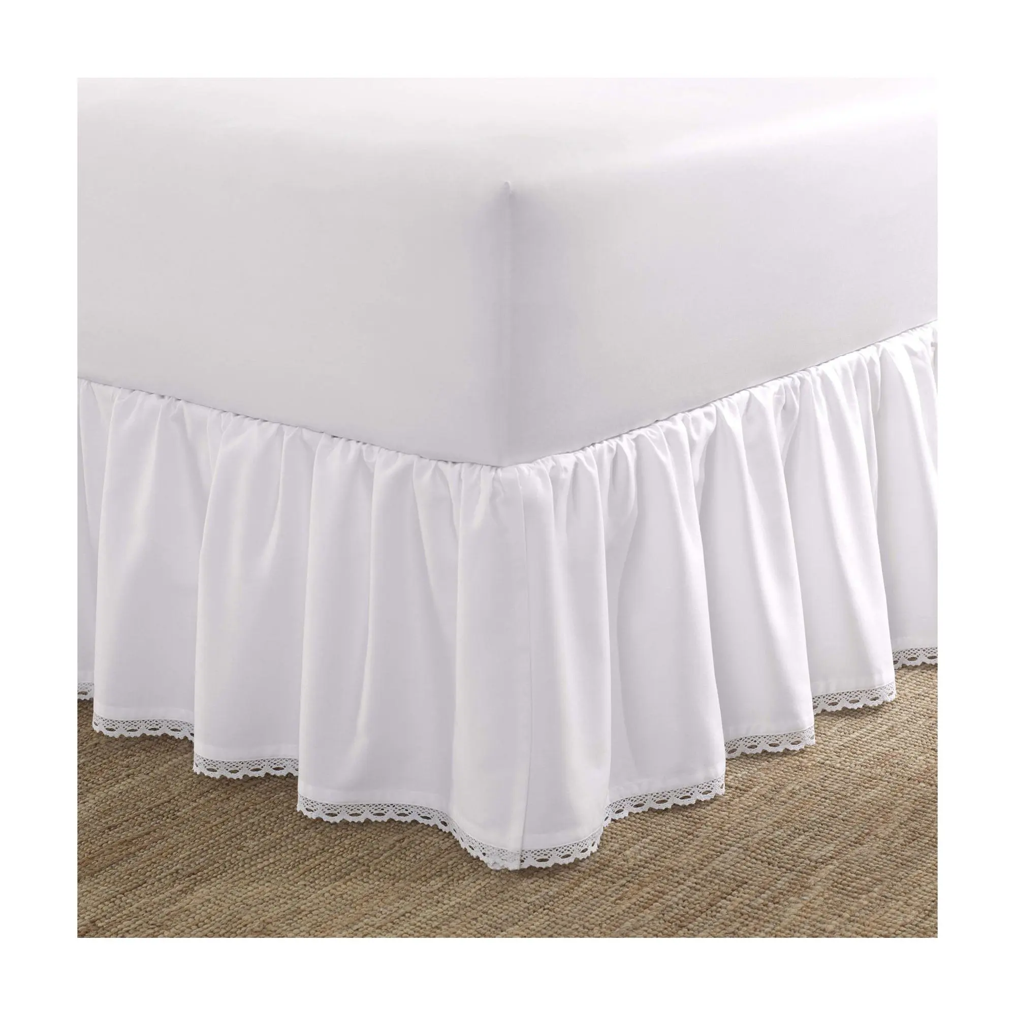 Laura Ashley Crochet White Queen Ruffled Bedskirt