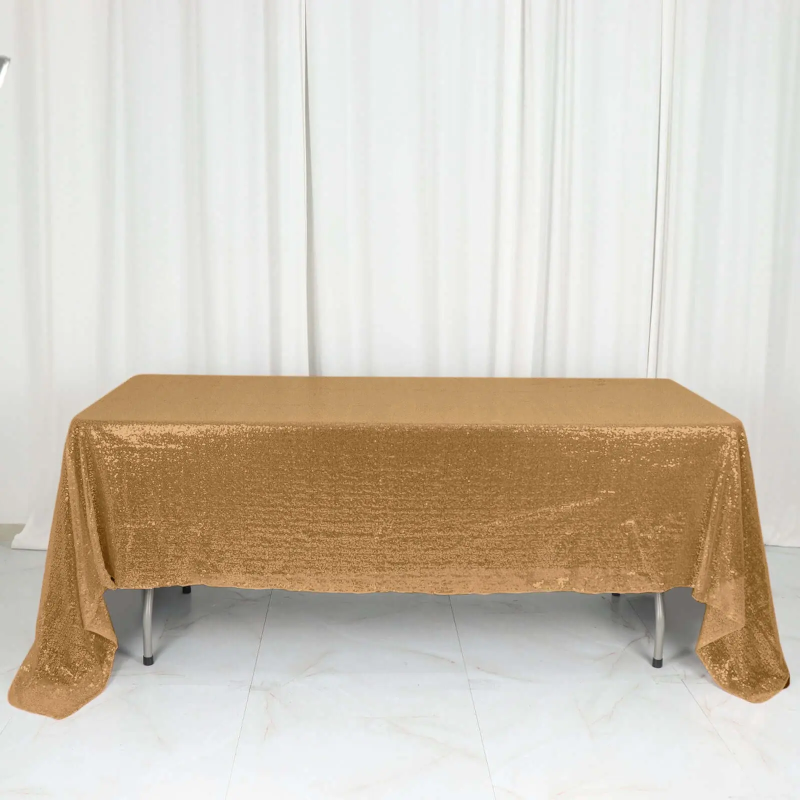 60"x126" Gold Sequin Rectangle Tablecloth - Elegant Sequin Cloth Table Covering, Party Decoration for Wedding Events, Glitter